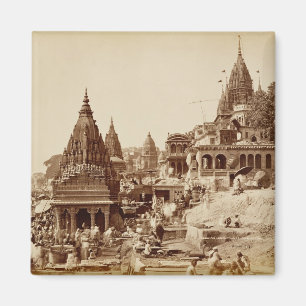 Vishnu Pud und andere Tempel, Benares (sepia Foto Magnet