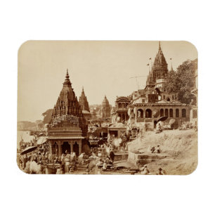 Vishnu Pud und andere Tempel, Benares (sepia Foto Magnet