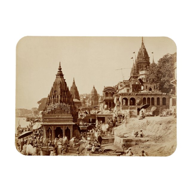 Vishnu Pud und andere Tempel, Benares (sepia Foto Magnet (Horizontal)
