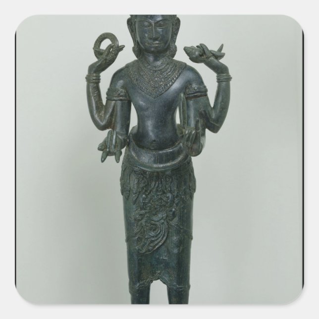 Vishnu-Statue in seiner dreifachen Form Quadratischer Aufkleber (Vorderseite)