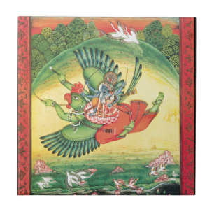 Vishnu und Lakshmi, die Garuda, das große reiten Fliese