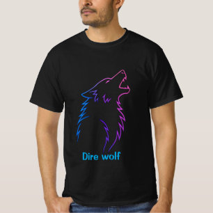 VISHNX Dire Wolf Neon-Gradient-Linienkunst-Grafik  T-Shirt