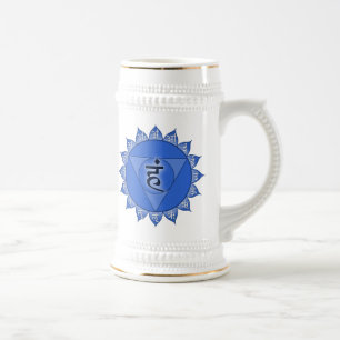 Vishuddha Chakra Blue Petals & Sanskrit Vowels Bierglas