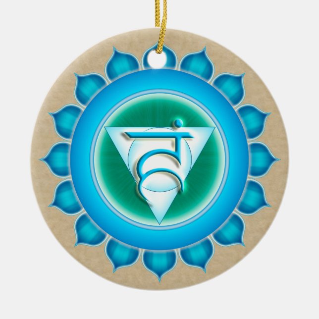 Vishuddha oder Throat 5. Chakra Keramik Ornament (Vorne)
