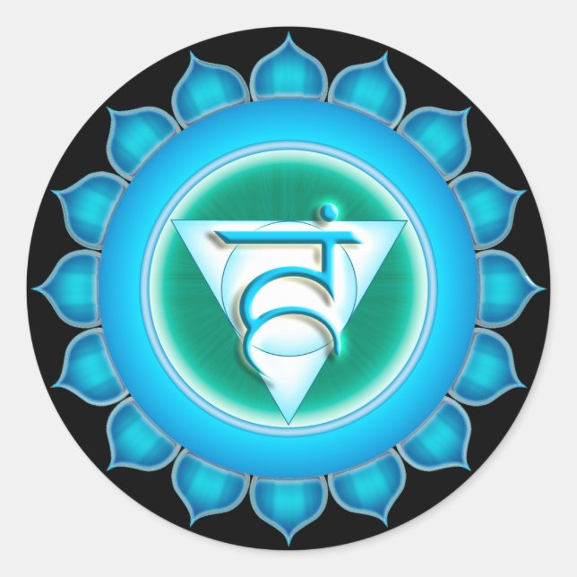 Vishuddha oder Throat 5. Chakra Runder Aufkleber (Vorderseite)