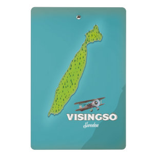 Visingsö Schweden Vintage-Karte Reiseplakat. Mini Klemmbrett
