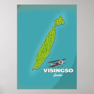 Visingsö Schweden Vintage-Karte Reiseplakat. Poster