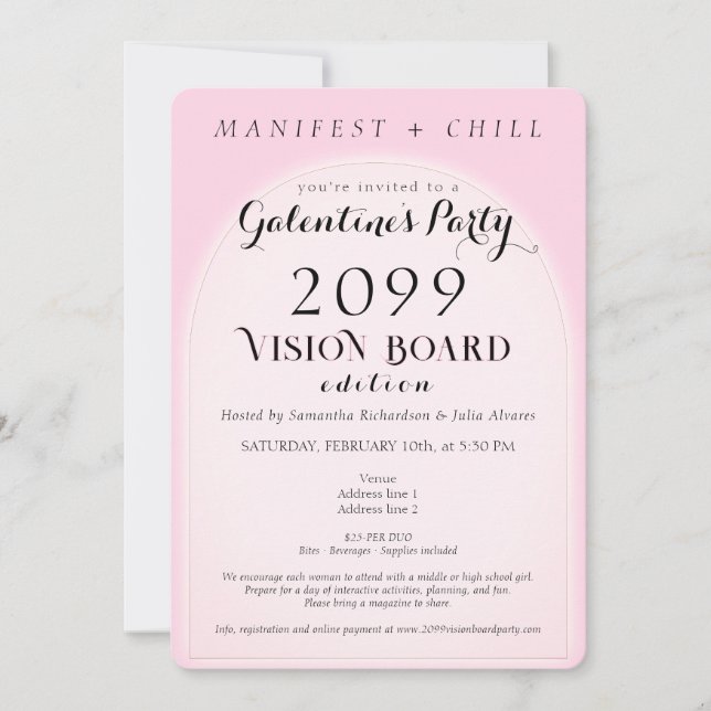 Vision Board Party Networking Galentine's Party Einladung (Vorderseite)