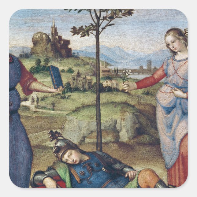 Vision eines Ritters, c.1504 Quadratischer Aufkleber (Vorderseite)
