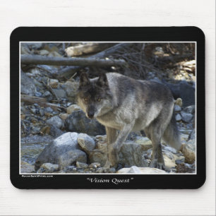 "Vision Quest" Graue Wolf-Maus-Pad Mousepad