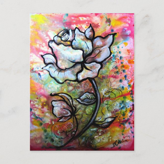 Vision, Schwarz und Weiß Zeichnend von Shadia Zaye Postkarte (Vorderseite)