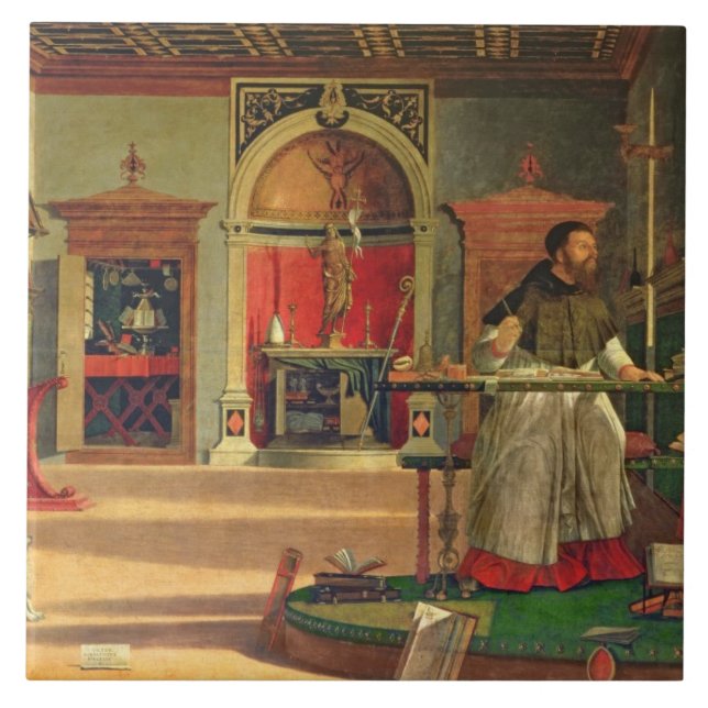 Vision von St. Augustine, 1502-08 (Öl auf Leinwand Fliese (Vorderseite)