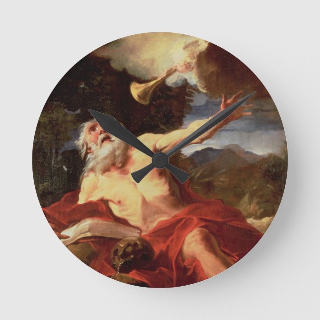 Vision von St Jerome Runde Wanduhr (Vorderseite)