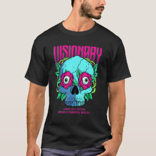 Visionäre Gotische Rote Rose und Skull Head Motiva T-Shirt
