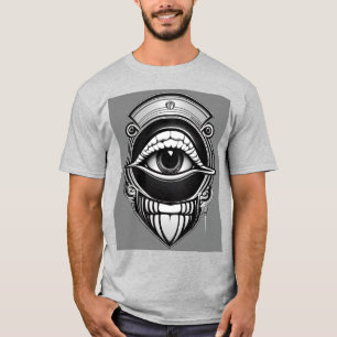Visionäre Stille - Minimalistisches Eye-in-Mouth-L T-Shirt