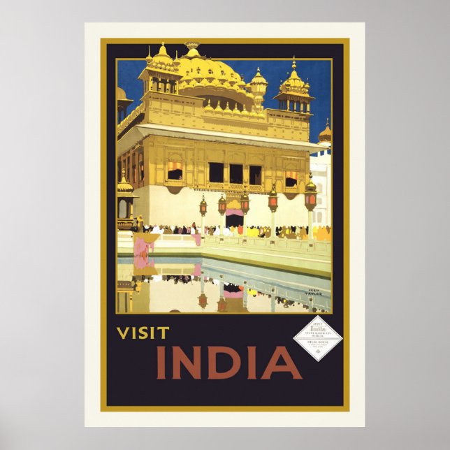 "Visit India" Vintage Travel Poster (Vorne)