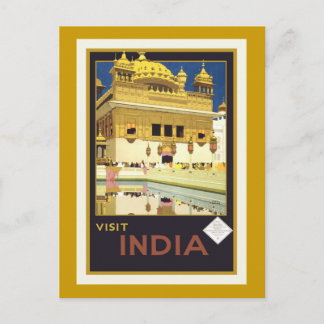 "Visit India" Vintage Travel Poster Postkarte