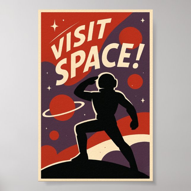 Visit Space Retro Poster (Vorne)