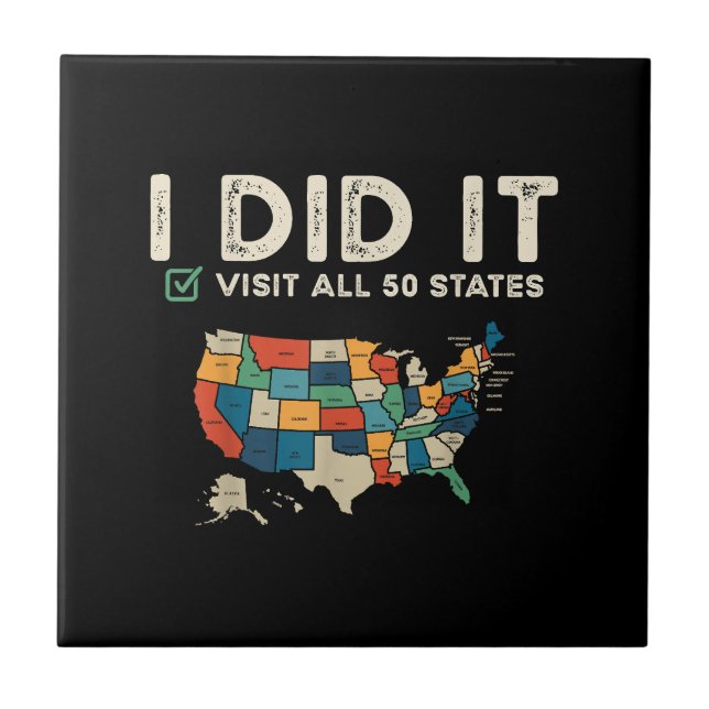 Visited All 50 US States - USA Map Travel - Visit  Fliese (Vorderseite)