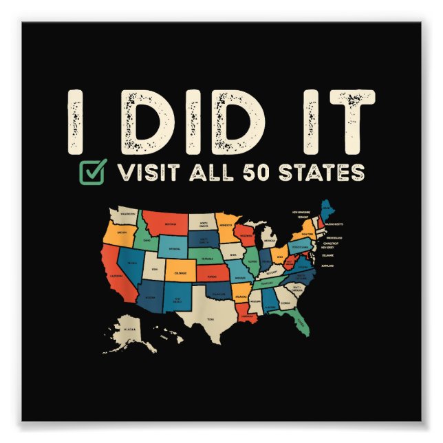 Visited All 50 US States - USA Map Travel - Visit  Fotodruck (Vorne)