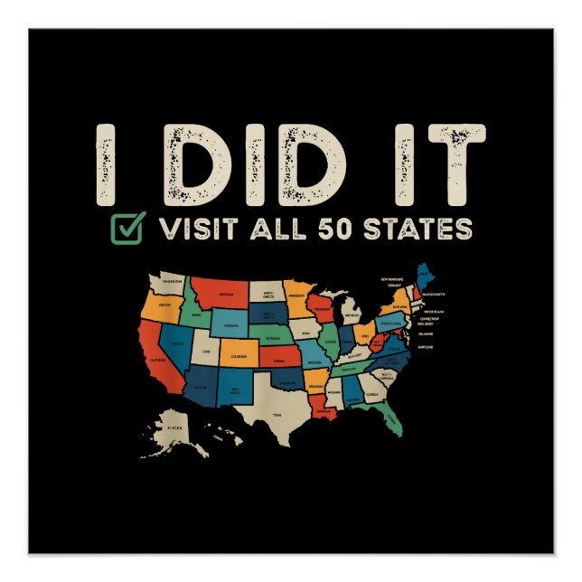 Visited All 50 US States - USA Map Travel - Visit  Poster (Vorderseite)