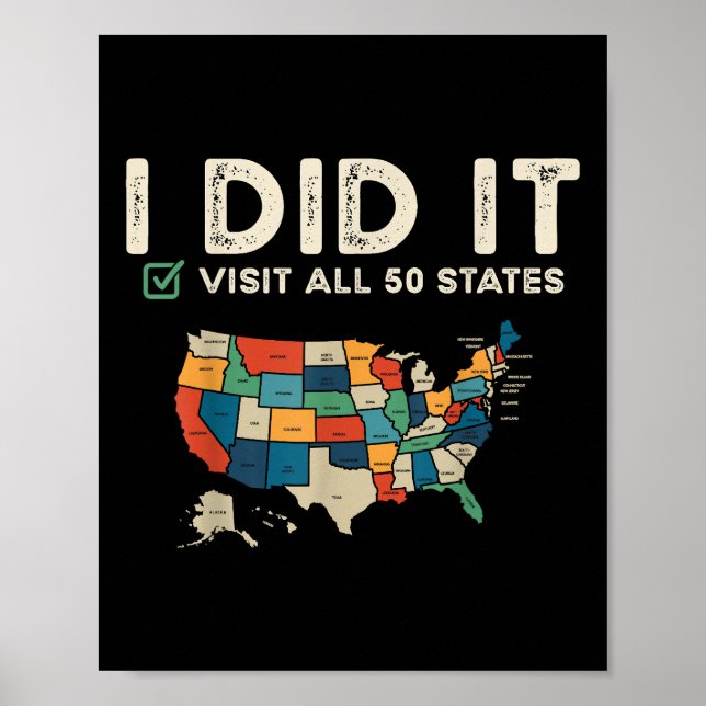 Visited All 50 US States - USA Map Travel - Visit  Poster (Vorne)