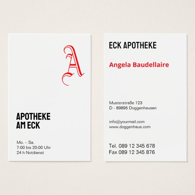Visitenkarte Apotheke  (Vorne & Hinten)