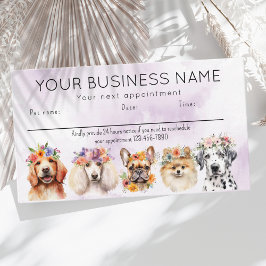 Visitenkarte Aquarellhunde Blume, lila