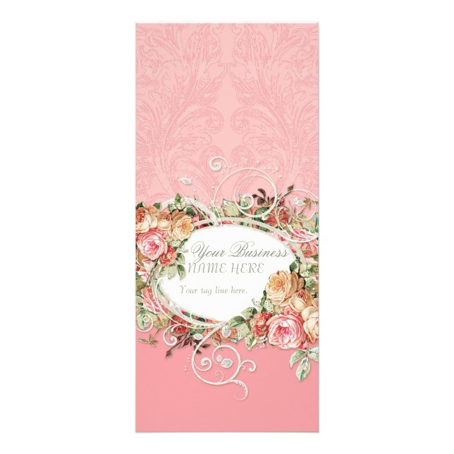 Visitenkarte - Barock Englisch Rose Floral Werbekarte (Hinten)