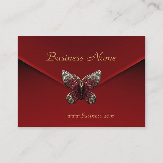 Visitenkarte Business Rich Red Velvet Butterfly (Vorderseite)