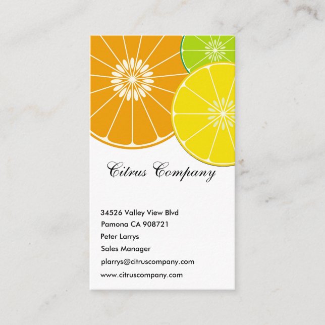 Visitenkarte Citrus Company (Vorderseite)