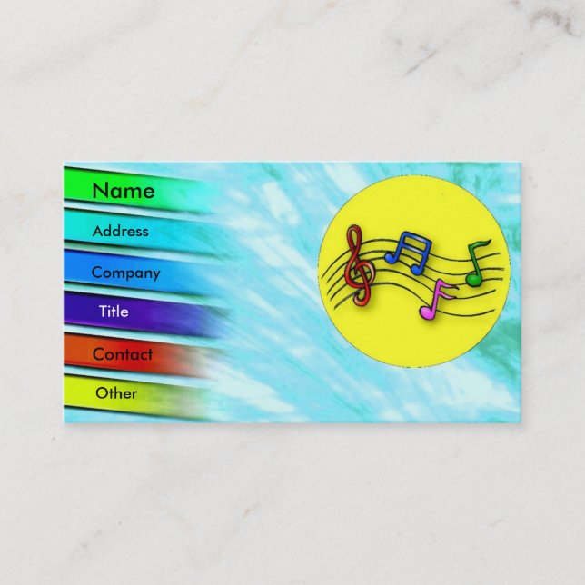 Visitenkarte der farbenfrohen Musik (Vorderseite)