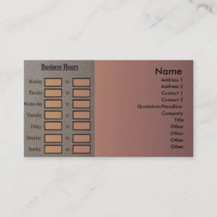 Visitenkarte der Geschäftszeiten