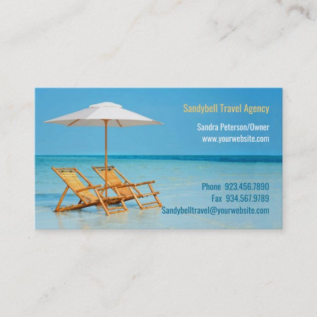 Visitenkarte der Reiseagentur (Vorderseite)