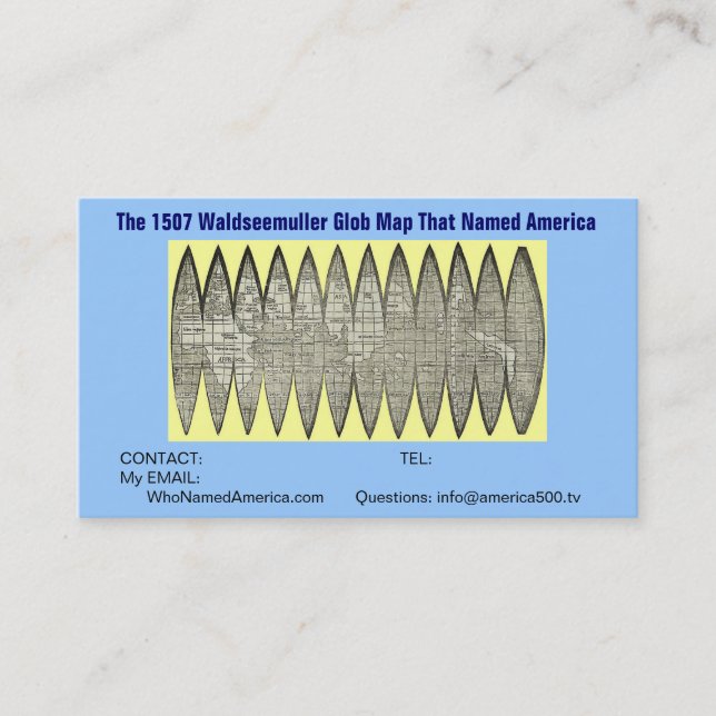 Visitenkarte des Geburtstags-America500 (Vorderseite)