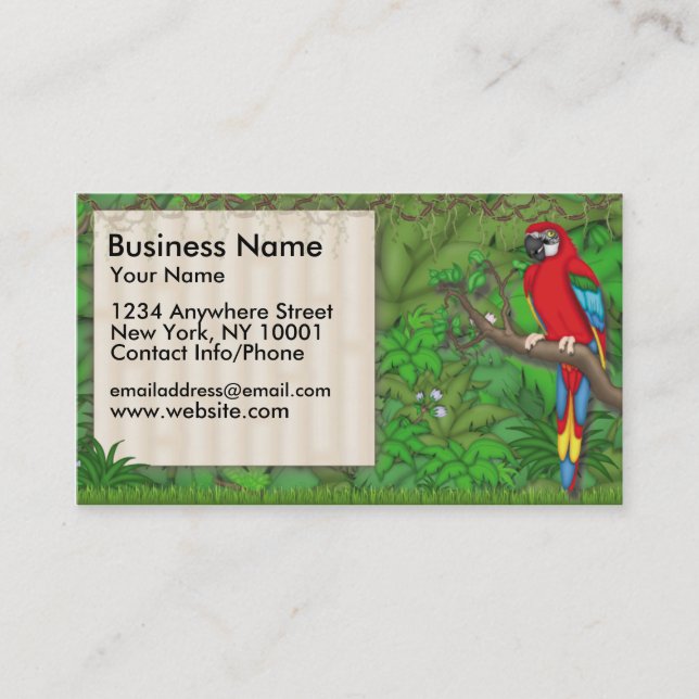 Visitenkarte-Dschungel-Spaß-Rot-Papagei Visitenkarte (Vorderseite)