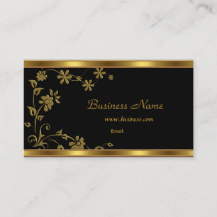 Visitenkarte Elegant Schwarz Floral Gold