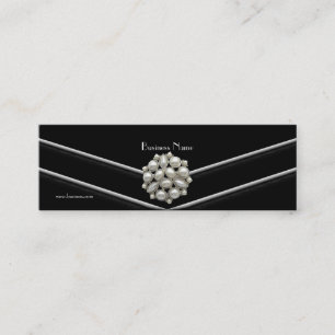 Visitenkarte Elegant Schwarz Weiß Perlen-Schmuck