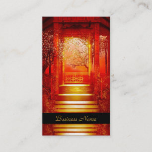 Visitenkarte Elegante Asian Scene Gold Red