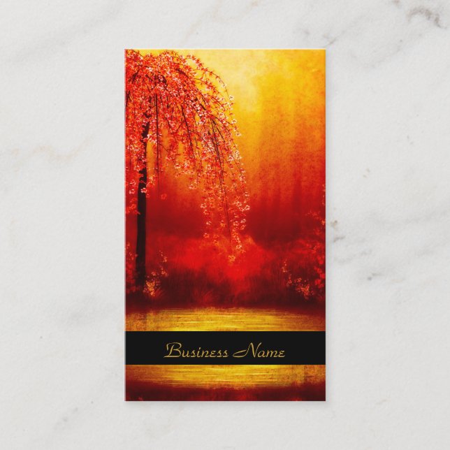 Visitenkarte Elegante Asian Scene Gold Red (Vorderseite)
