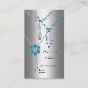 Visitenkarte Elegante Blaue Juwelen auf Silber