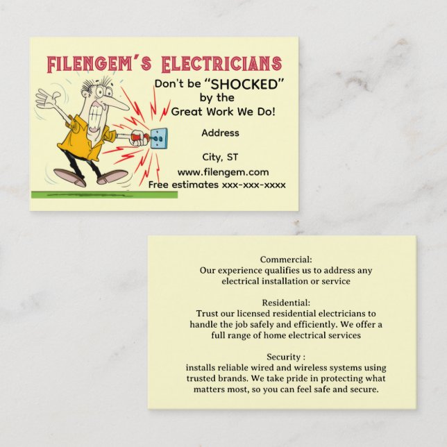 Visitenkarte „Elektriker“ (Vorne/Hinten)