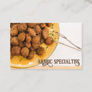 Visitenkarte Falafel Arabic Specialties honiggelb