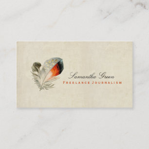 Visitenkarte Feather Orange Distressed Vintage