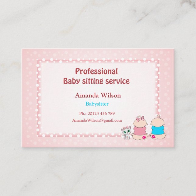 Visitenkarte für Babysitting-Service (Vorderseite)