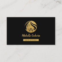 Visitenkarte für Haarstühle. Gold auf schwarz