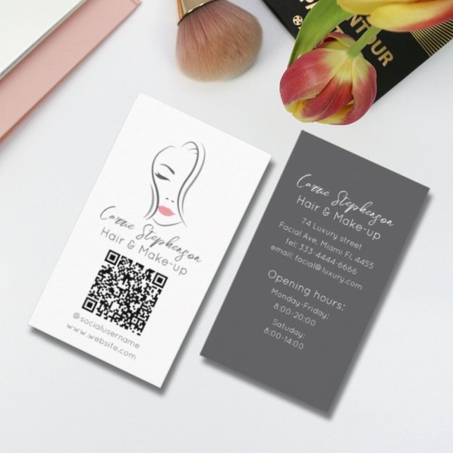 Visitenkarte für Haarstühle und Makeup-Künstler (Hair and Make-up business card design)