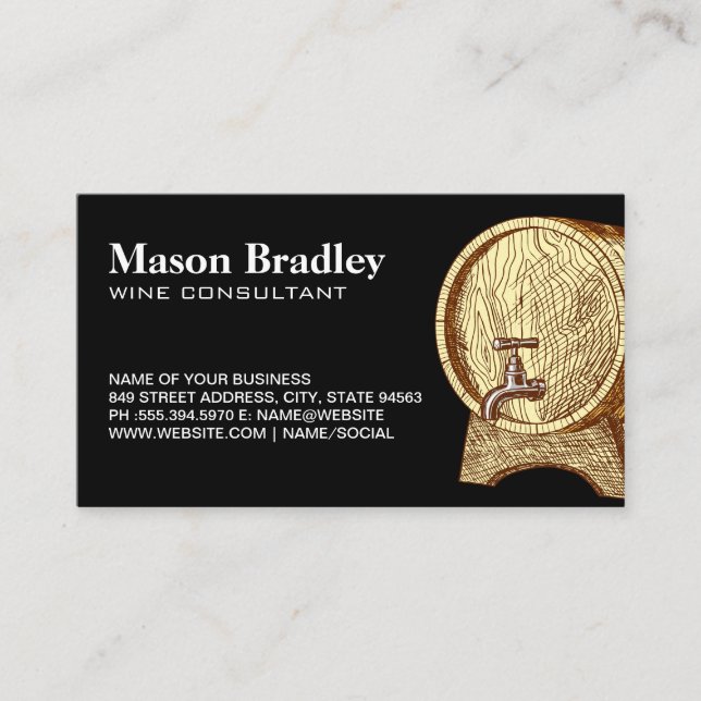 Visitenkarte für Holzweinfässer (Vorderseite)