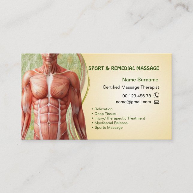 Visitenkarte für Massagetherapeuten Terminkarte (Vorderseite)