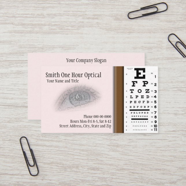 Visitenkarte für Optometristen (Vorderseite/Rückseite Beispiel)